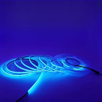 IP65 COB LED Strip Lights 16.4ft, DC12V 480 LEDs/m Dotless LED Tape Light, CRI90+ 8mm Flexible Cuttable Strip for Cabinet, Shelf, RV & DIY Lighting No Power Supply