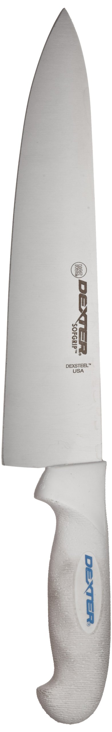 SG145-10-PCP 10" White Cooks Knife with Soft Rubber Grip Handle