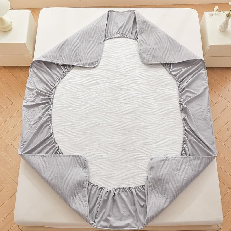Coprimaterasso Traspirante con Design 3D Air, Lenzuolo con Angoli Impermeabile, coprimaterasso Trapuntato con Tasche Profonde, Lavabile in Lavatrice (Grigio, 135 cm x 200 cm)