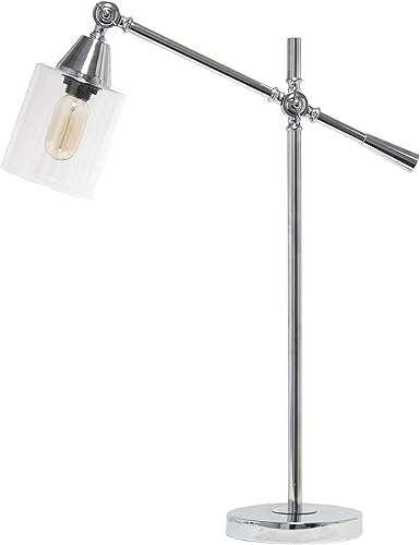 Elegant Designs LD1030-CHR - Lámpara de mesa moderna con brazo inclinable industrial de 28 pulgadas, cromada