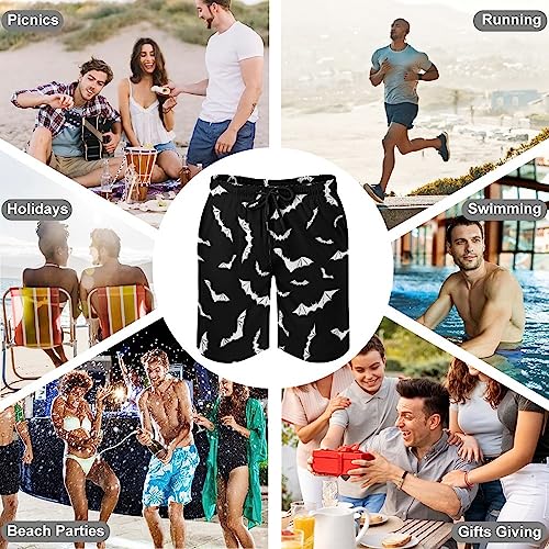 Bats Halloween Goth Mens Swim Trunks Quick Dry Summer Beach Board Shorts with Mesh Lining3