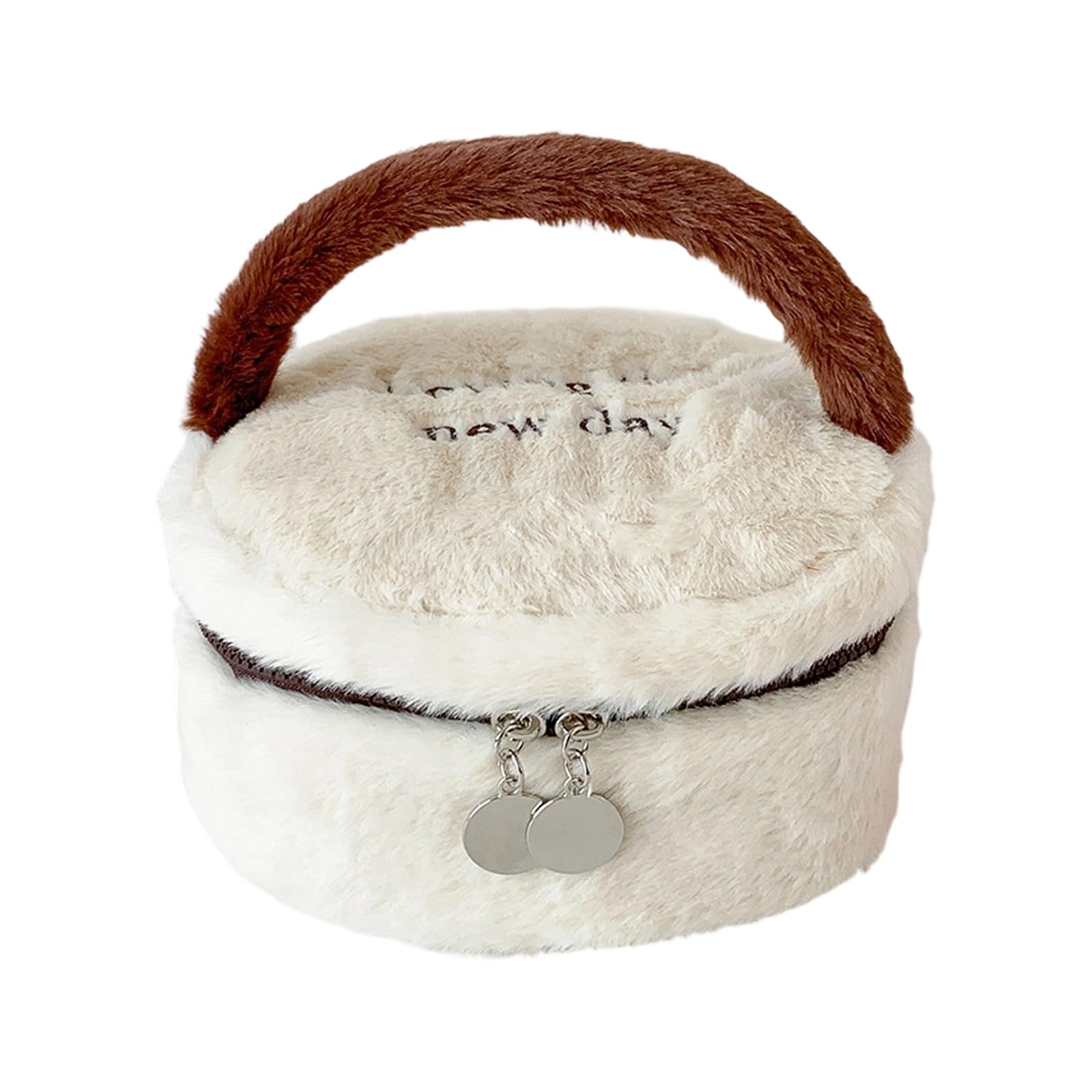 WAGHAVEN Multipurpose Plush Cosmetic Case with Sturdy Handles for Quick Access Thin Travel Bag