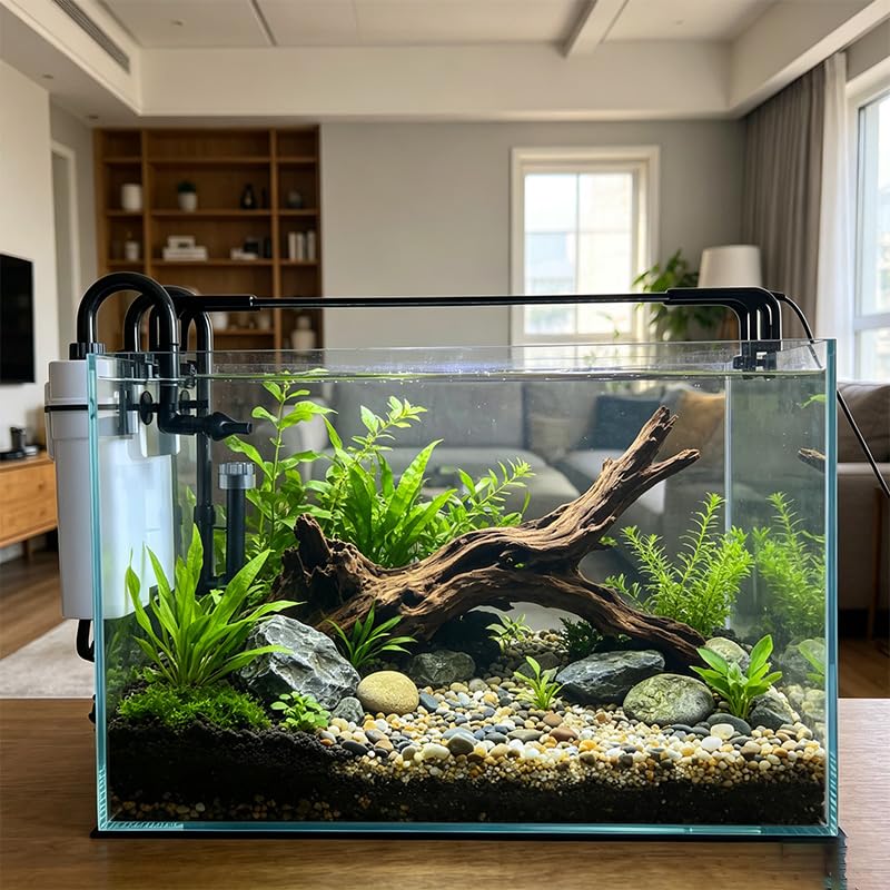 Image of Vimvins 20 Gallon Glass Small Fish Tank, Betta Fish Tank Starter Kit with Filter, Lights.