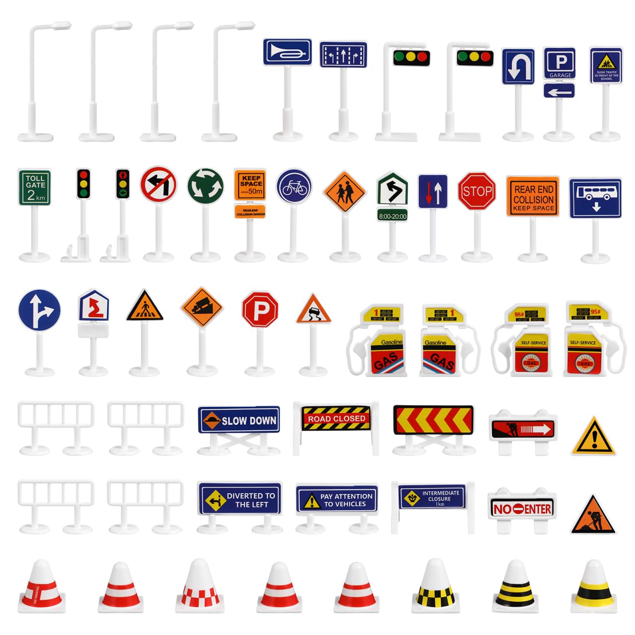 56 Pièces Jouets De Barricade Jouet Cognitif Panneaux De Jouets De Circulation Apprentissage du Trafic Construction Trafic Miniature Enfant Table De Sable Plastique Électrique