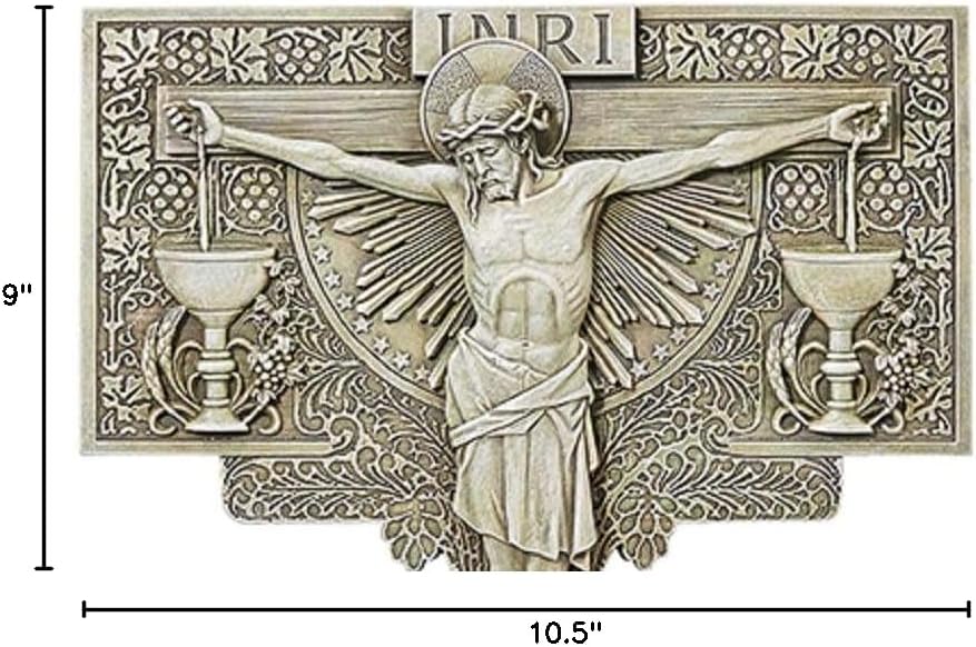 Religious Jesus Christ Crucifixion Outdoor Garden Wall Plaque Decor, 10 1/2 Inch