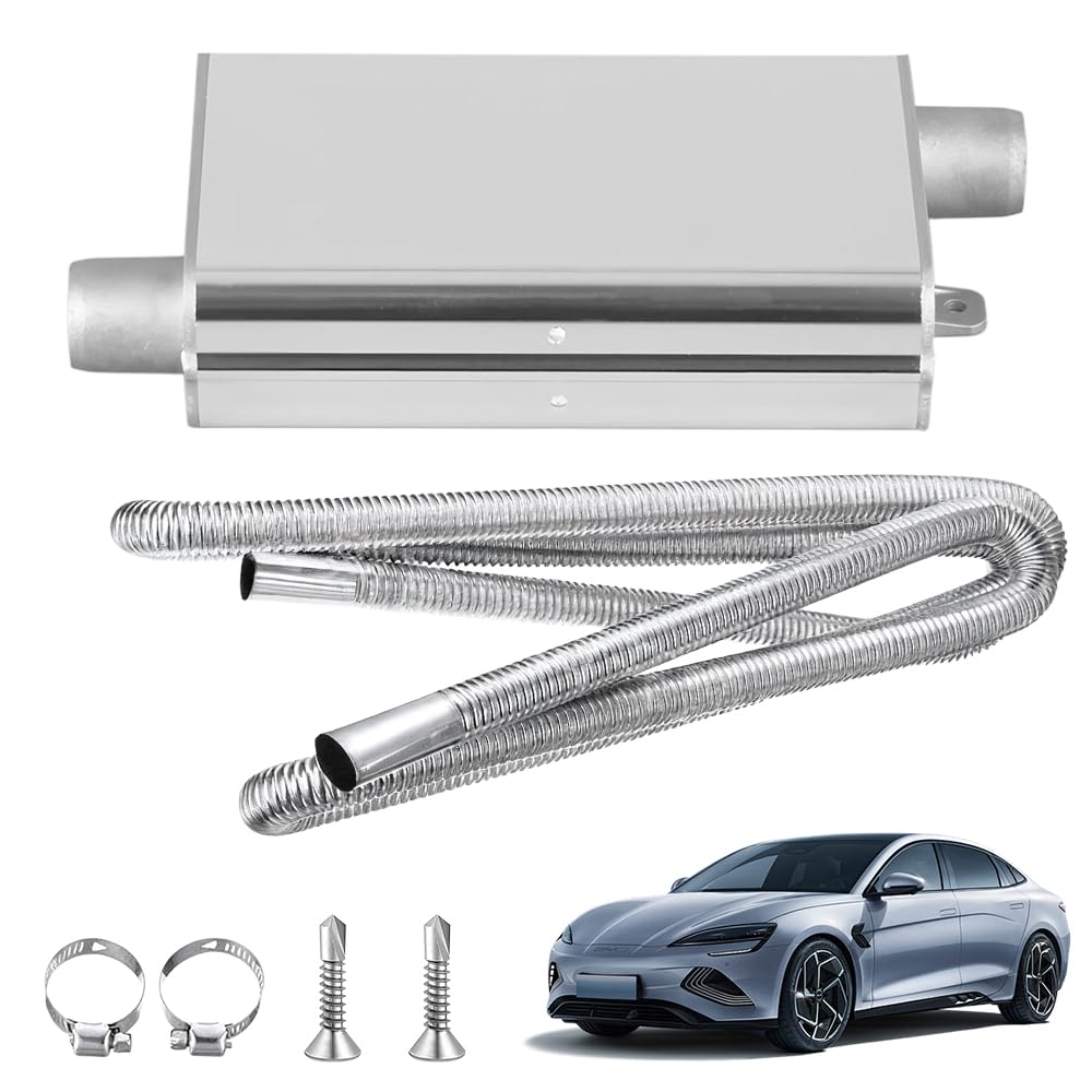 24mm Silenciador de Tubo de Escape, Silenciador de Escape, Silenciadores Escape Repuesto y Tubo de Escape de 200 cm Generaleación Aluminio Mejorado Para Sistemas Escape Automóviles(plata)