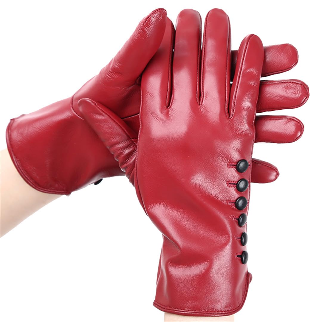 Wvapzxx Guanti Da Donna In Pelle Di Pecora Guanti Invernali In Pelle Da Guida Con Touch Screen Corto