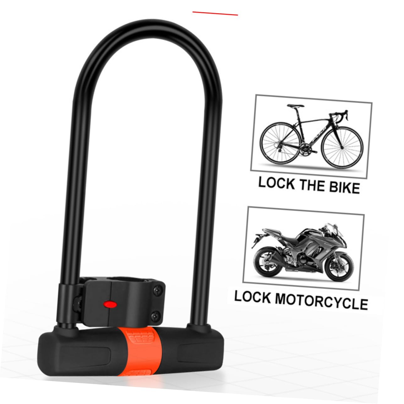HANABASS Indoor Bike U-Shaped Lock Anti Theft Chain Lock 1 Set Steel Cable Key Mountain Bike Accessory Black Orange