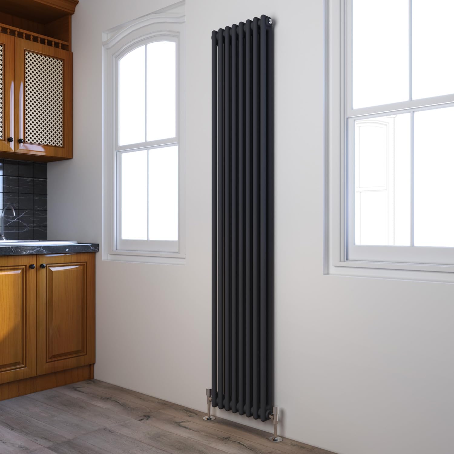 ELEGANT Radiator Anthracite Traditional Column 1800 x 380 mm Vertical Designer Radiator Central Heating Double Column