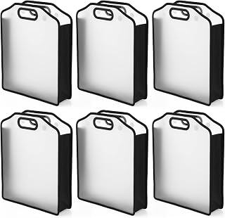6 Pcs Scrapbook Paper Storage Organizer 12'' x 12'' Sheets Expanding Paper Folio Transparent Expandable Paper Storage with Portable Handle and Button Closure for Holding Craft Vinyl Mats Photo