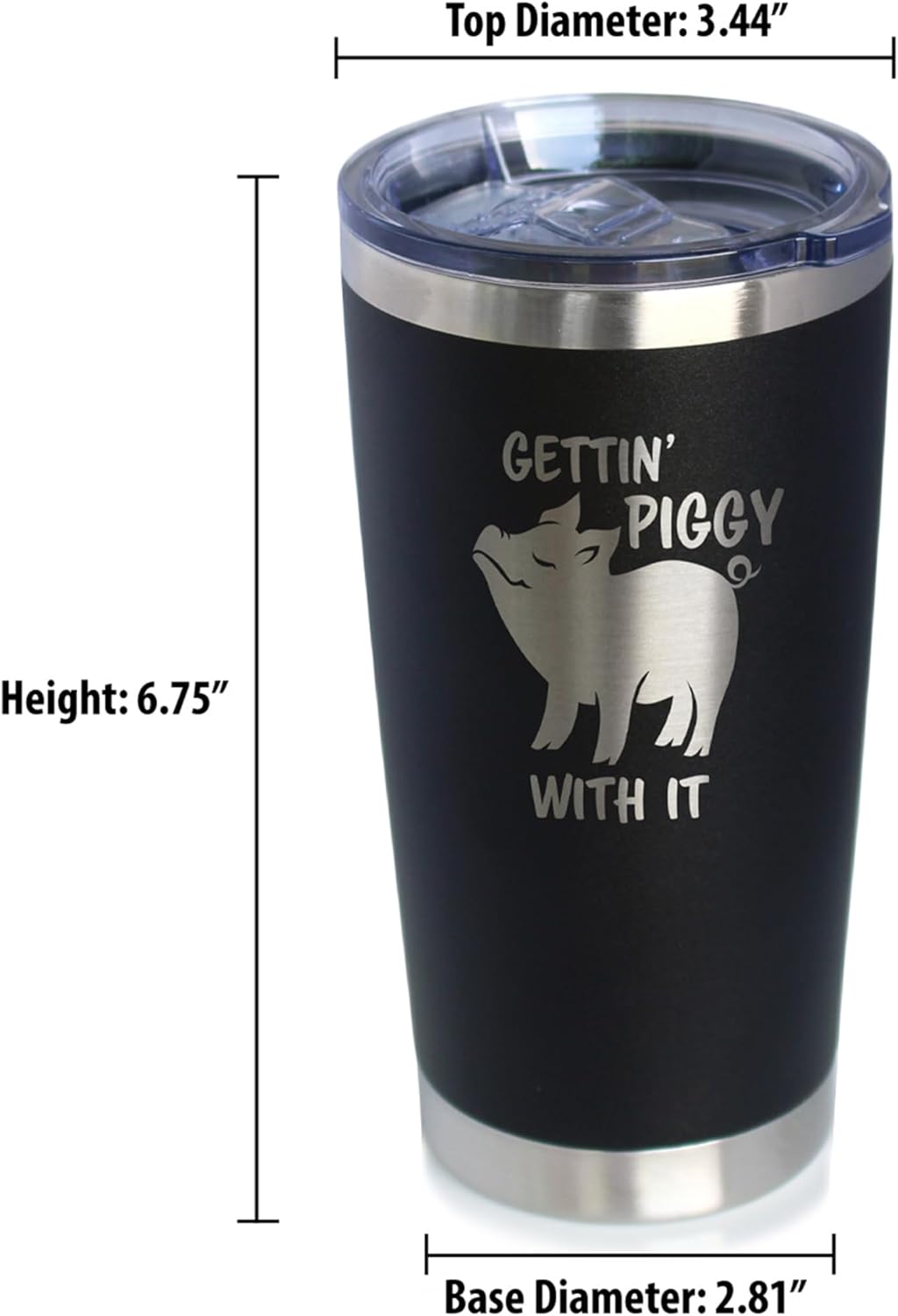 Custom Gettin Piggy - Personalized Insulated Coffee Tumbler Cup with Sliding Lid - Stainless Steel Insulated Mug - Pig Themed Coffee Gifts