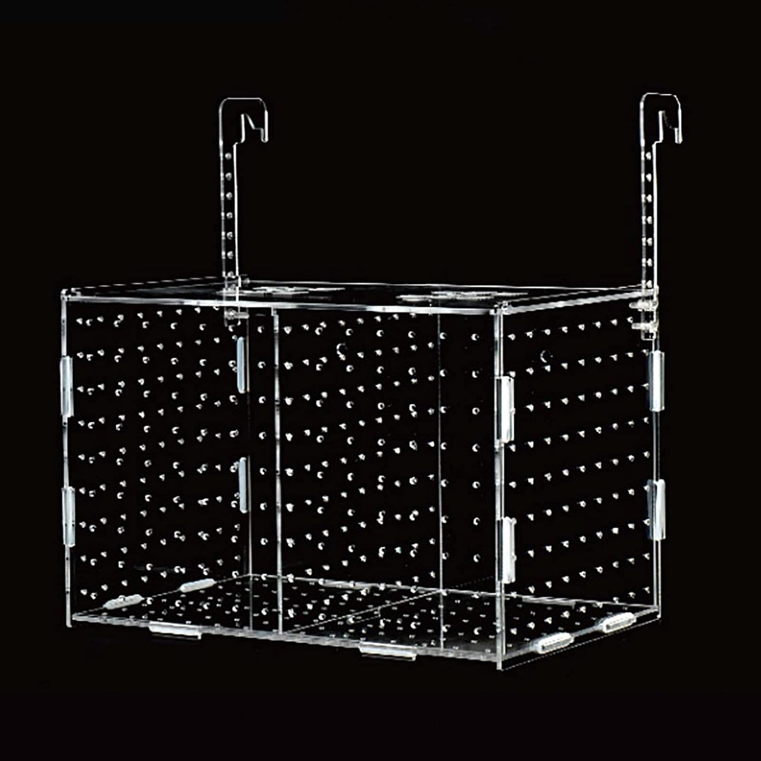 Fish Breeding Box Isolation Box Breeder with Hook Isolation Divider Hatching Box Acrylic Transparent Aquarium Hatchery Incubator Holder (Single Grid)