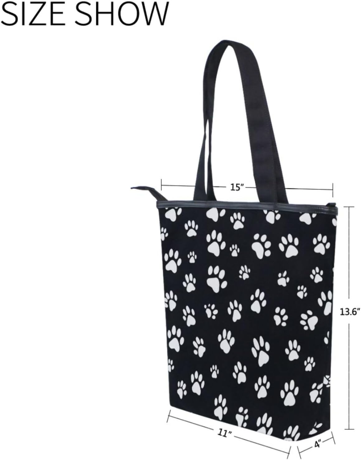 Dog Paws Canvas Tote Bag Cat Pet Footprints Animal Casual Shoulder Bag Handbag with Zipper, Eco-Friendly Reusable Grocery Shopping Bags for Women Girls - Image 7