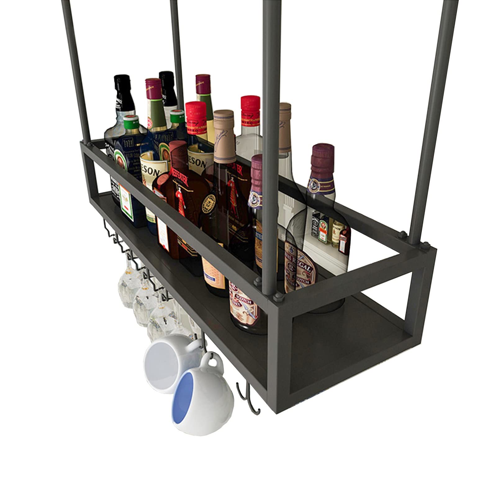 Étagères flottantes de bar et casier à vin pour créer une ambiance bistrot chez soi