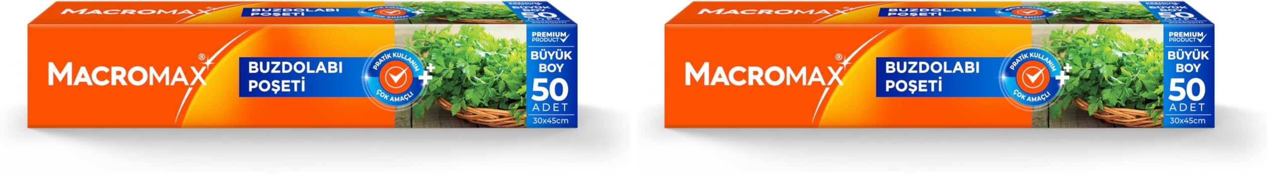 Macromax Buzdolabı Poşeti Büyük Boy 50 Adet (30x45 cm), Geniş Hacimli Saklama ve Dondurucu Poşeti 2li paket