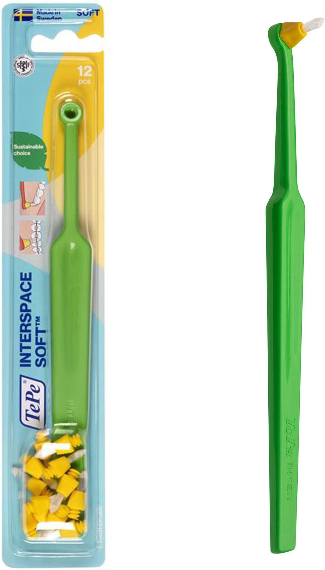 Interspace, Soft, 1pc Brush, 12pcs Heads, Precision Interspace Cleaning for Hard-to-Reach Areas Like furcations, implants and Braces