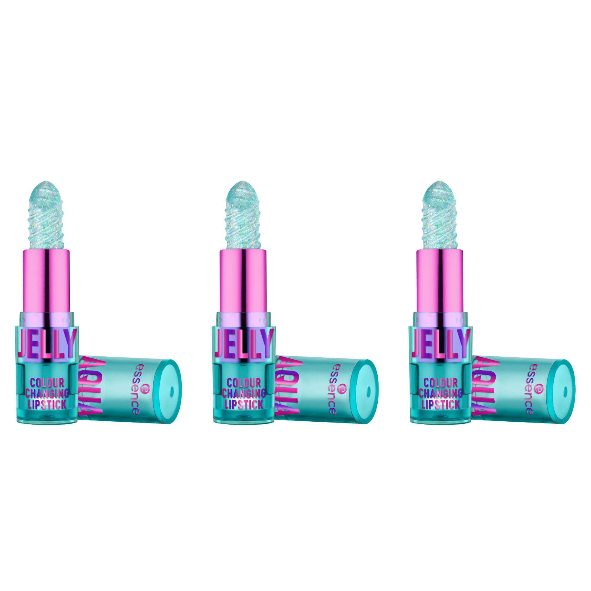 essence AQUA JELLY COLOUR CHANGING LIPSTICK, farbanpassend, Färbeeffekt, natürlich, transluzent, vegan, ölfrei, ohne Parabene, ohne Mikroplastikpartikel, 3er Pack (3x2.8g)