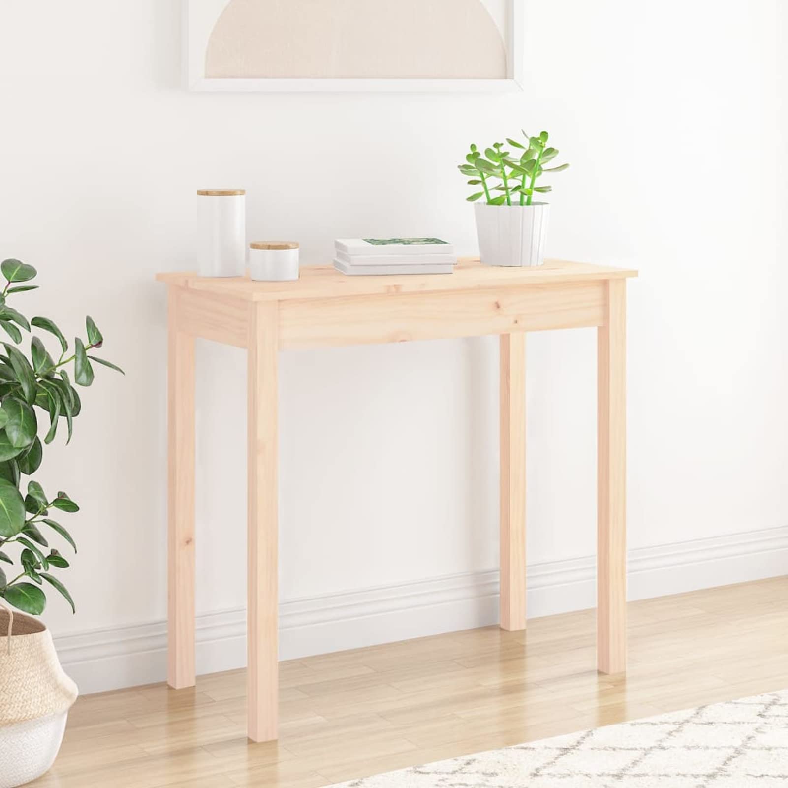 Homgoday Mesa Consola Madera Maciza de Pino 80x40x75 cm Mesas auxiliares de salón,Mesa Consola Recibidor Mueble de Entrada Estrecha Clásica