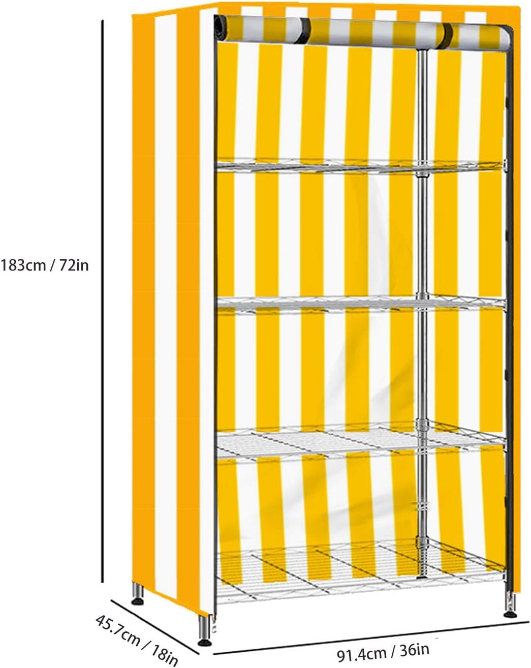 Luqeeg Storage Shelf Covers, Water & Dust Proof Rack Cover, Yellow White Stripe Wide Coverage Standing Rack Protector with Storage Bag for Display Units Furniture Shelves (S)