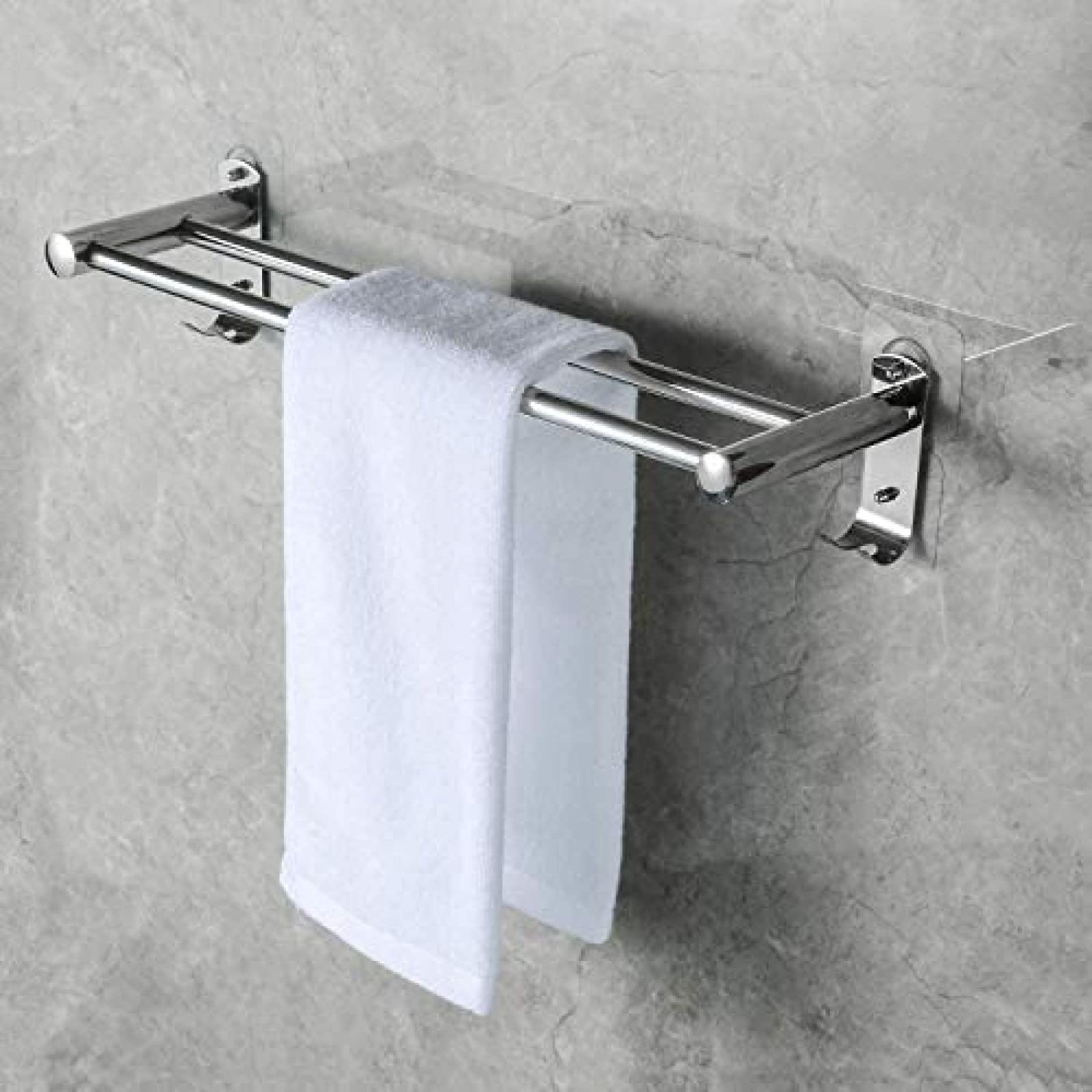 Toallero de 50 cm/20 Pulgadas montado en la Pared con Ganchos de Pared, Soporte para Toallas de Mano Autoadhesivo de 8 kg máximo con Doble Barra de acero Inoxidable Resistente al Agua, toall