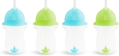 Miniatura 7 de Munchkin Any Angle - Vaso con popote con peso para niños pequeños con tapa Click Lock, 10 onzas, paquete de 2, rosamorado