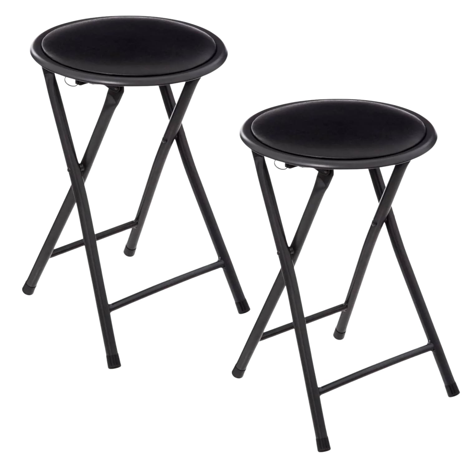 Tabouret Pliant Noir Lot de 2 – Structure Acier Robuste – Verrouillage Sécurisé – Idéal Cuisine Bureau Atelier
