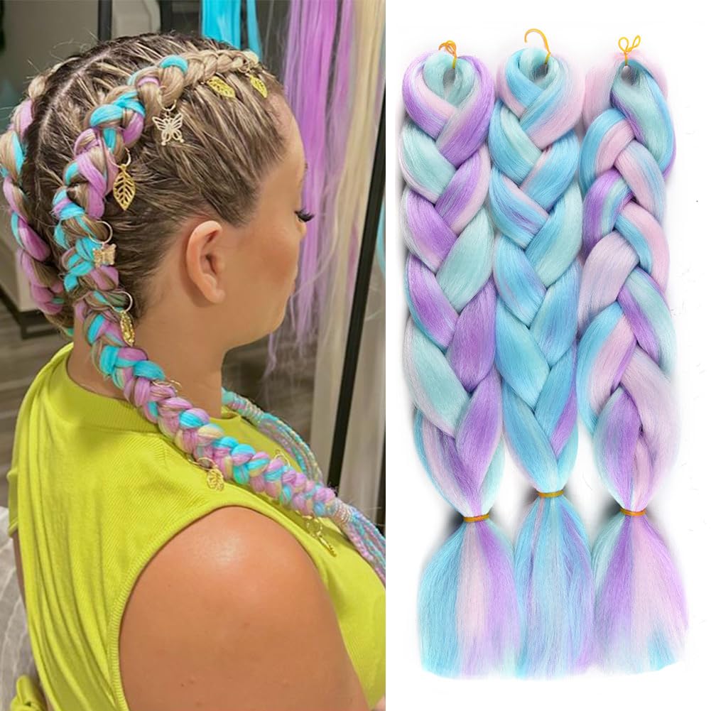 Ombre Braiding Hair Extensions Jumbo Braiding Hair 100g/pc 24 Inch Synthetic Ctochet Hair Pink/Purple/Mint Green/Sky Blue Crochet Braids Synthetic