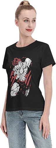 Miniatura 4 de Anime Baki The Grappler T Shirt Woman's Summer O-Neck T-Shirts Casual Short Sleeves Tee Black