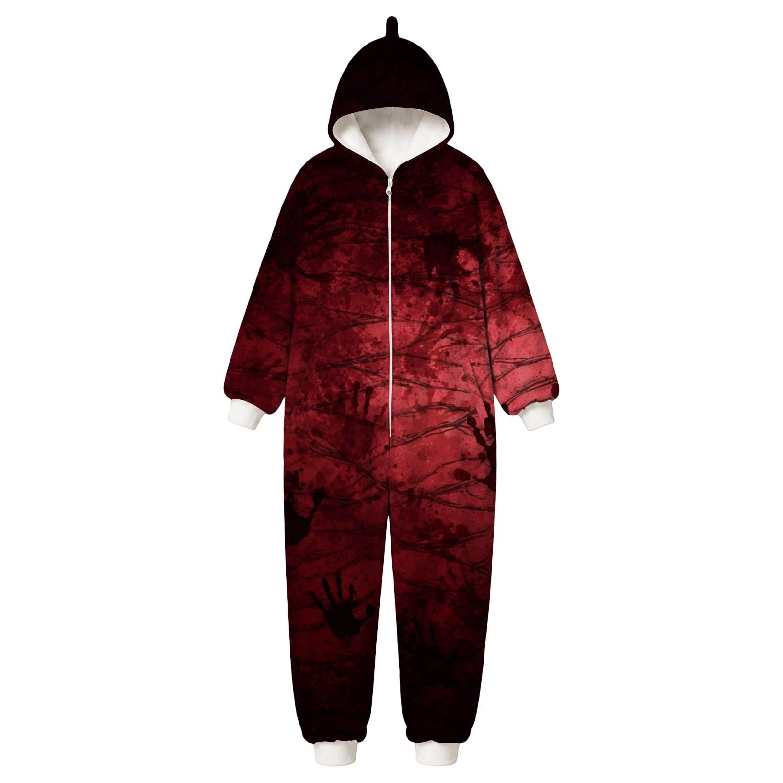 Generico Pigiama Halloween Donna - Tuta Intera con Cappuccio per Adulti di Halloween e Unisex Comoda in Flanella Stampata vestibilità Ampia Adatta a Sport Svago e Passeggiate quotidiane