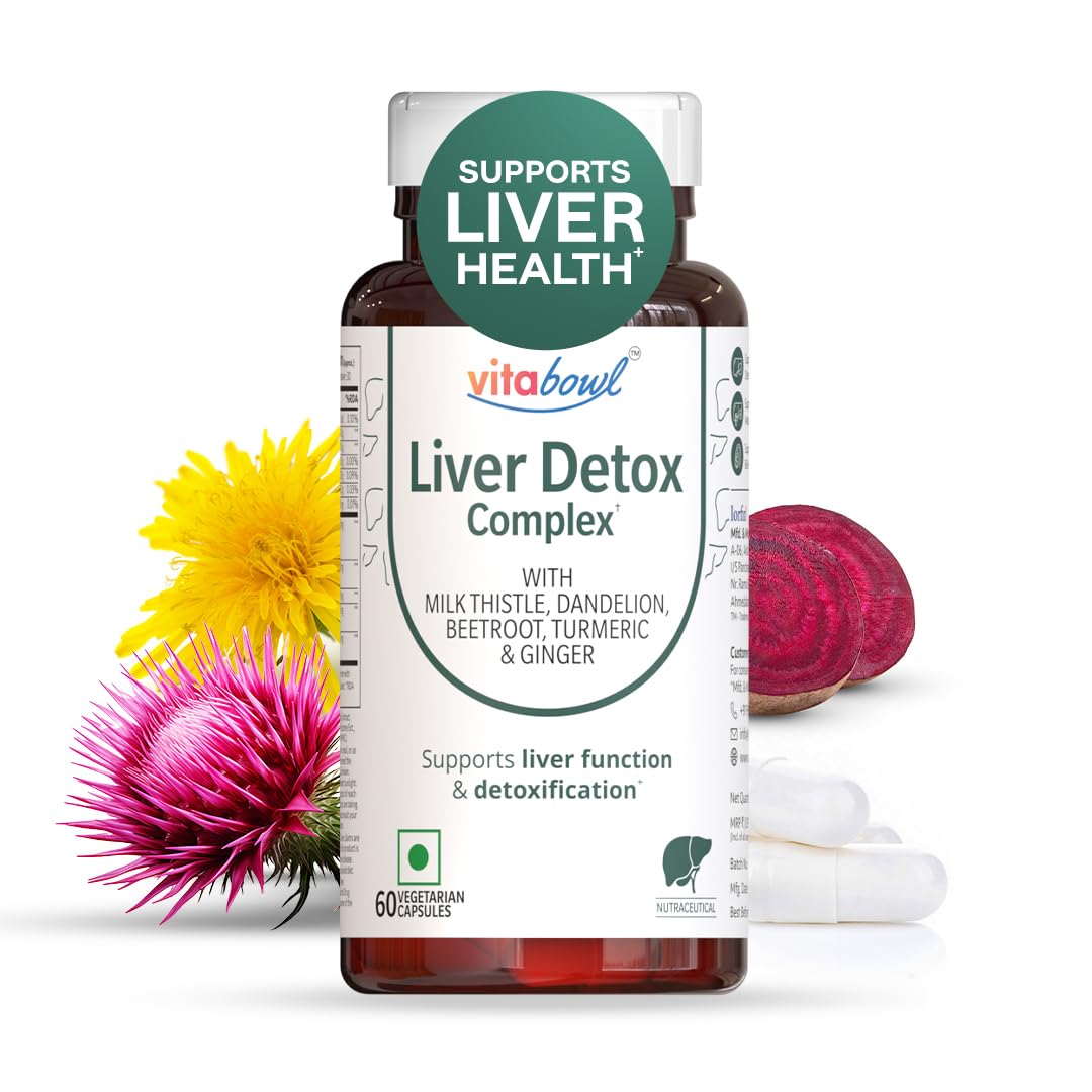 Liver Detox Complex with Milk Thistle 15000mg (80% Silymarin) | Dandelion, Beetroot, Turmeric & Ginger | Liver Support & Cleanse Supplement | 60 Vegetarian Capsules