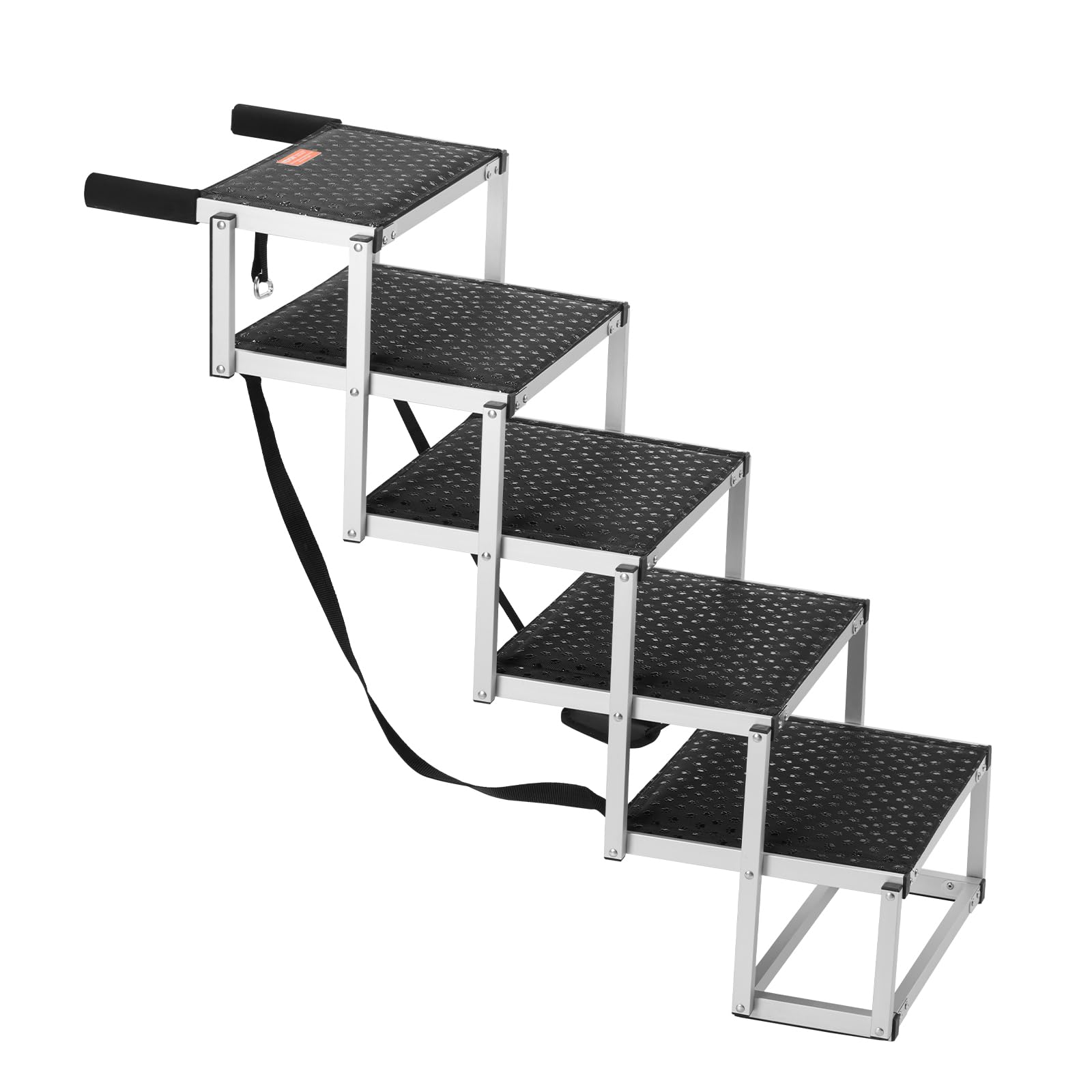 VEVOR Escaleras para Perros para Coche de 5 escalones, Carga de 68 kg Rampa Plegable para Perros de Aluminio Ligero con Superficie Antideslizante Escalones Portátiles de Mascotas para Coche y Camión