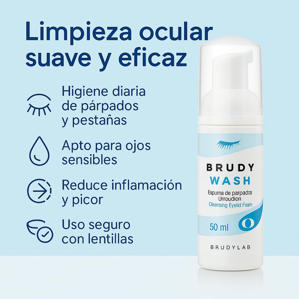 BRUDYLAB - Brudy Wash - Espuma de Párpados Limpiadora - Ayuda a la Limpieza de Secreciones Oculares - Higiene de Párpados y Pestañas - Salud Ocular - 50 ml