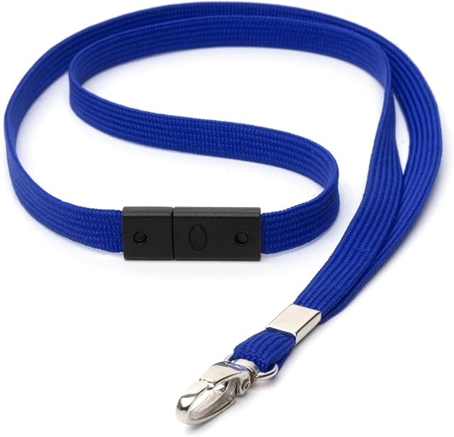 CKB LTD Breakaway Safety Lanyard Neck Strap Swivel Metal Clip for ID Card Holder with Quick Pull Release Lanyards Bulk Pack of 10pcs (Blue)