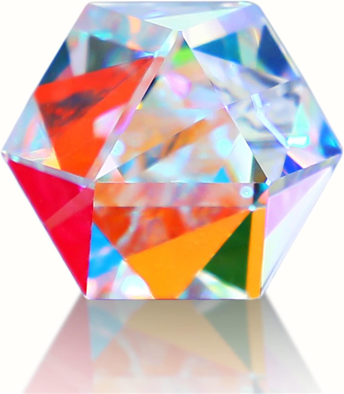 HDCRYSTALGIFTS Color Crystal Faceted Optical Prism Beam Splitter Light Refracting Photography Science Glass Prisms 20mm