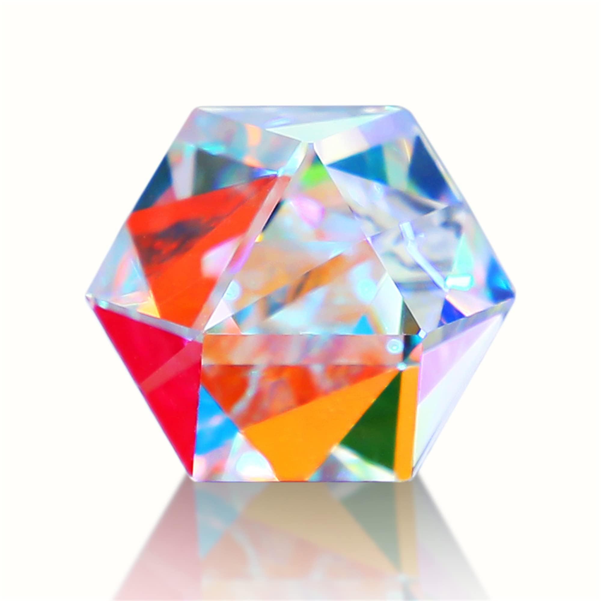 Prisme optique à facettes en cristal de couleur - Réfractant la lumière - Prismes scientifiques en verre pour enfants