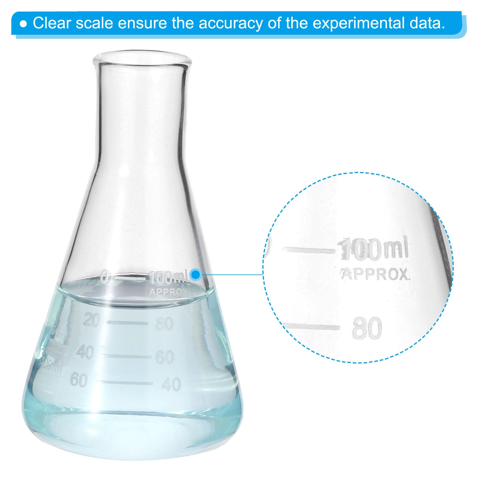 PATIKIL Kolba Erlenmeyer 3 szt 100 ml Szkło Borokrzemianowe Z Podziałką Laboratorium Chemiczne