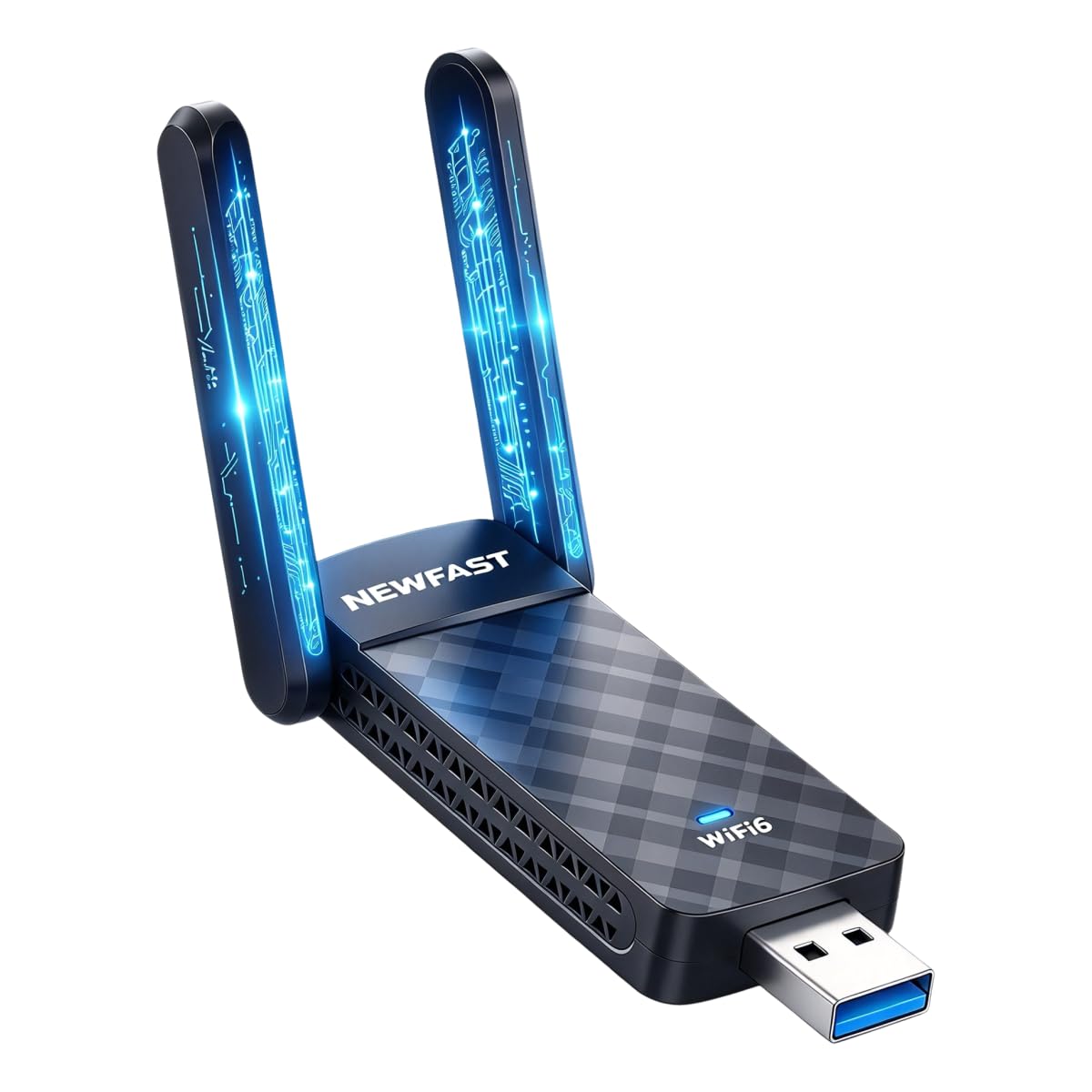 NEWFAST 1800Mbps Chiavetta WiFi per PC Fisso, USB WiFi 6 Dual Band | 2.4GHz/5.8GHz Adattatore WiFi per PC con 2 Antenne, USB 3.0, Supporta Windows 11/10, WPA3, OFDMA, MU-MIMO