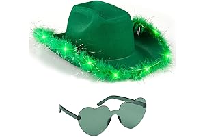 Shining Neon Green Cowboy Hat with Glowing Accessories for Women and Girls