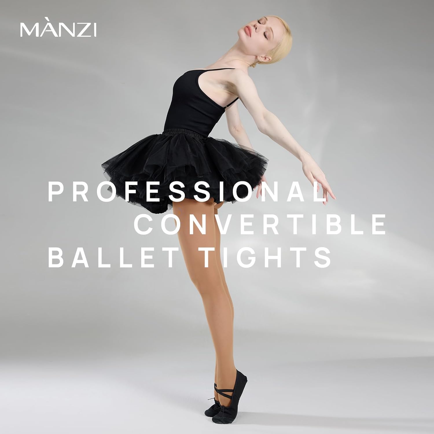 MANZI Convertible Dance Tights Adult Women Pro Transition Ballet Tights Ultra-Soft Pack of 2 - Image 2