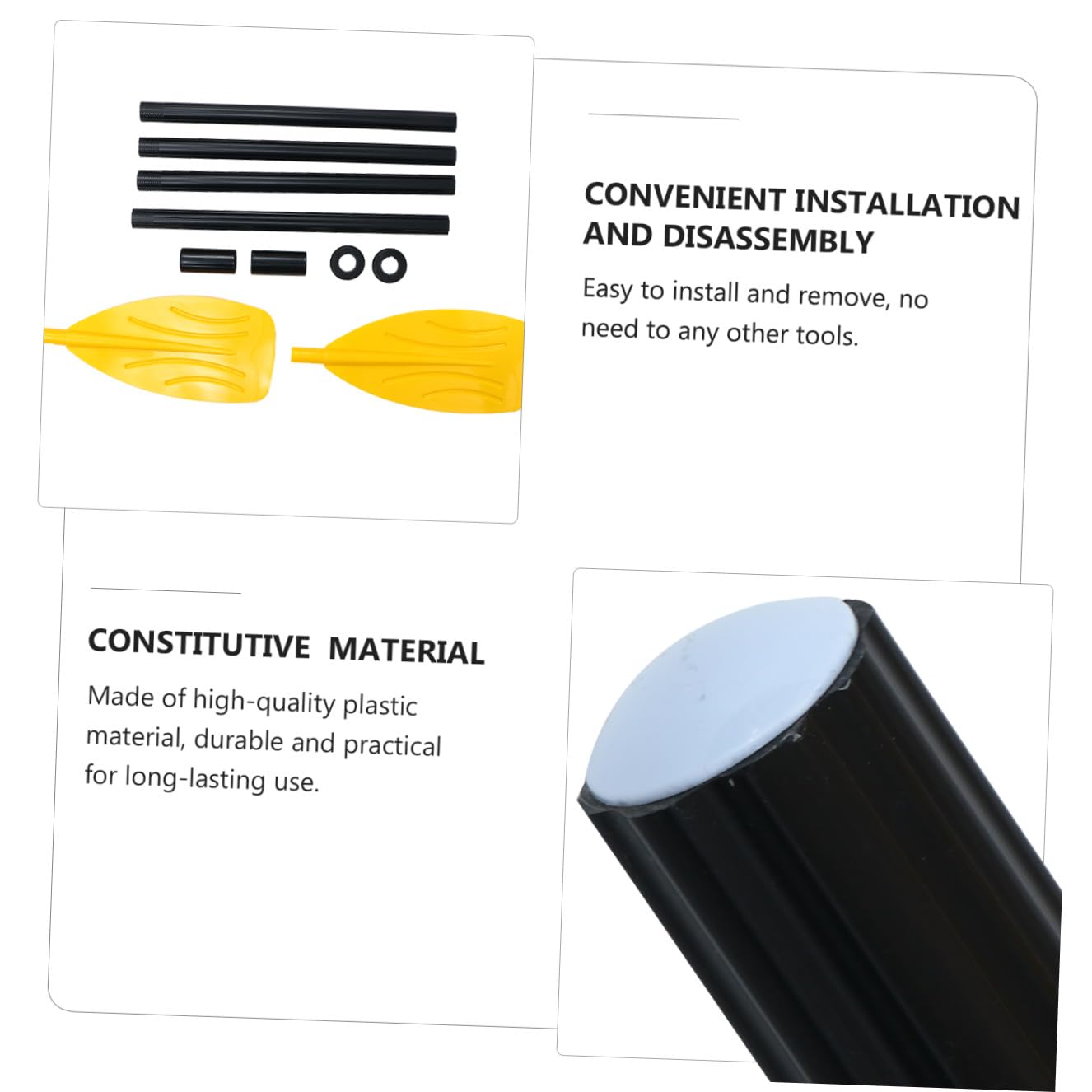 Paletas Desmontables de Plástico para Barco Estilo Francés, Resistentes Palas Acanaladas para Mejor Control, Ideales para Aficionados y Profesionales