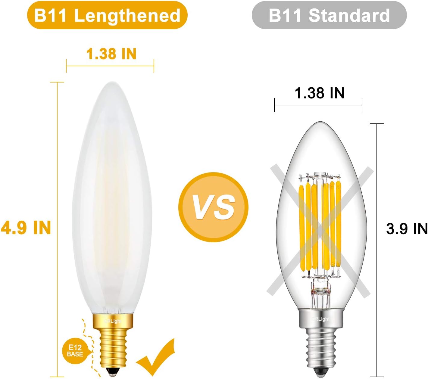 🔥 Crаzу Dеаlѕ CRLight 8W 3000K Dimmable LED Candelabra Bulb Soft White 6 Pack, 70W Equivalent 700LM E12 Base, Upgraded Lengthened & Enlarged B11 Frosted Candle LED Filament Chandelier Bulbs, Smooth Dimming Version