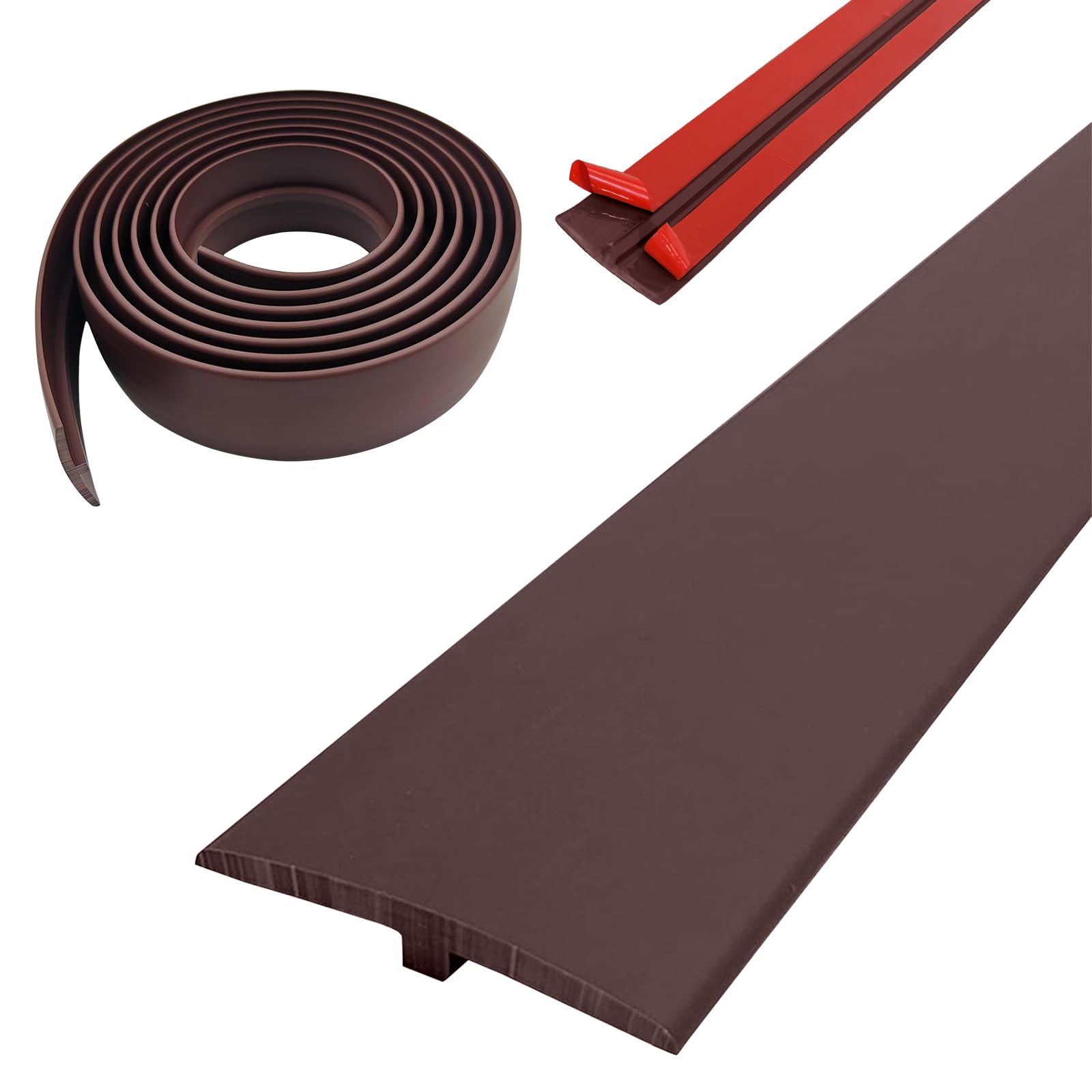 ACESOME T Molding Floor Transition Strips, PVC Door Threshold Strip, Self Adhesive Floor Transition Strips, Carpet To Laminate Door Strip, Edging Strip for Wooden Floor, Tiles (Curry, 3M)