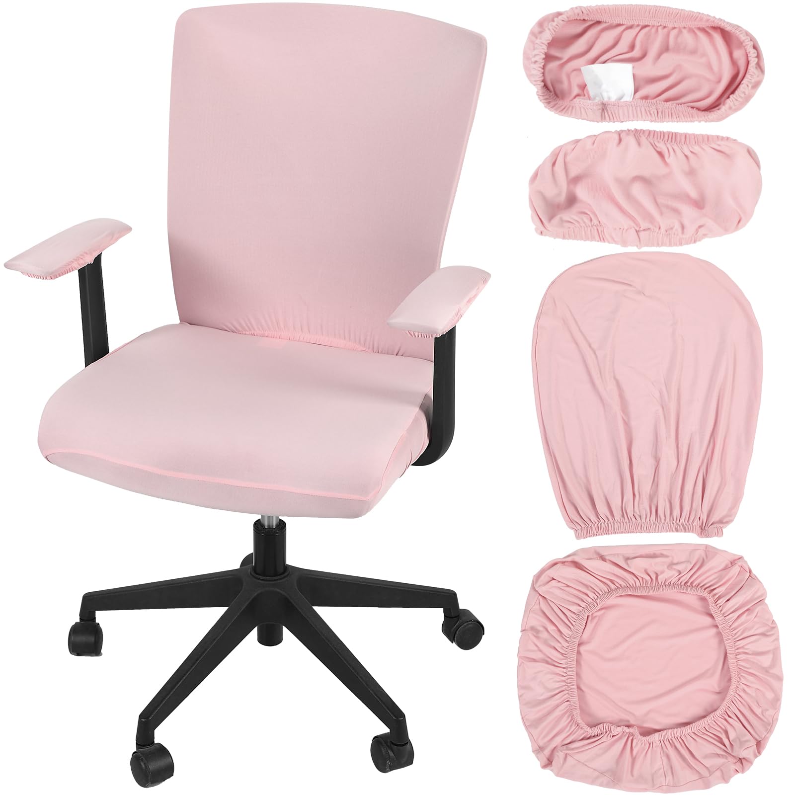 Tallew 4 Pcs Office Chair Covers Set Computer Universal Protective Stretchable Chair Seat Covers Desk Armrest Cover Pads Office Cushion Backrest for