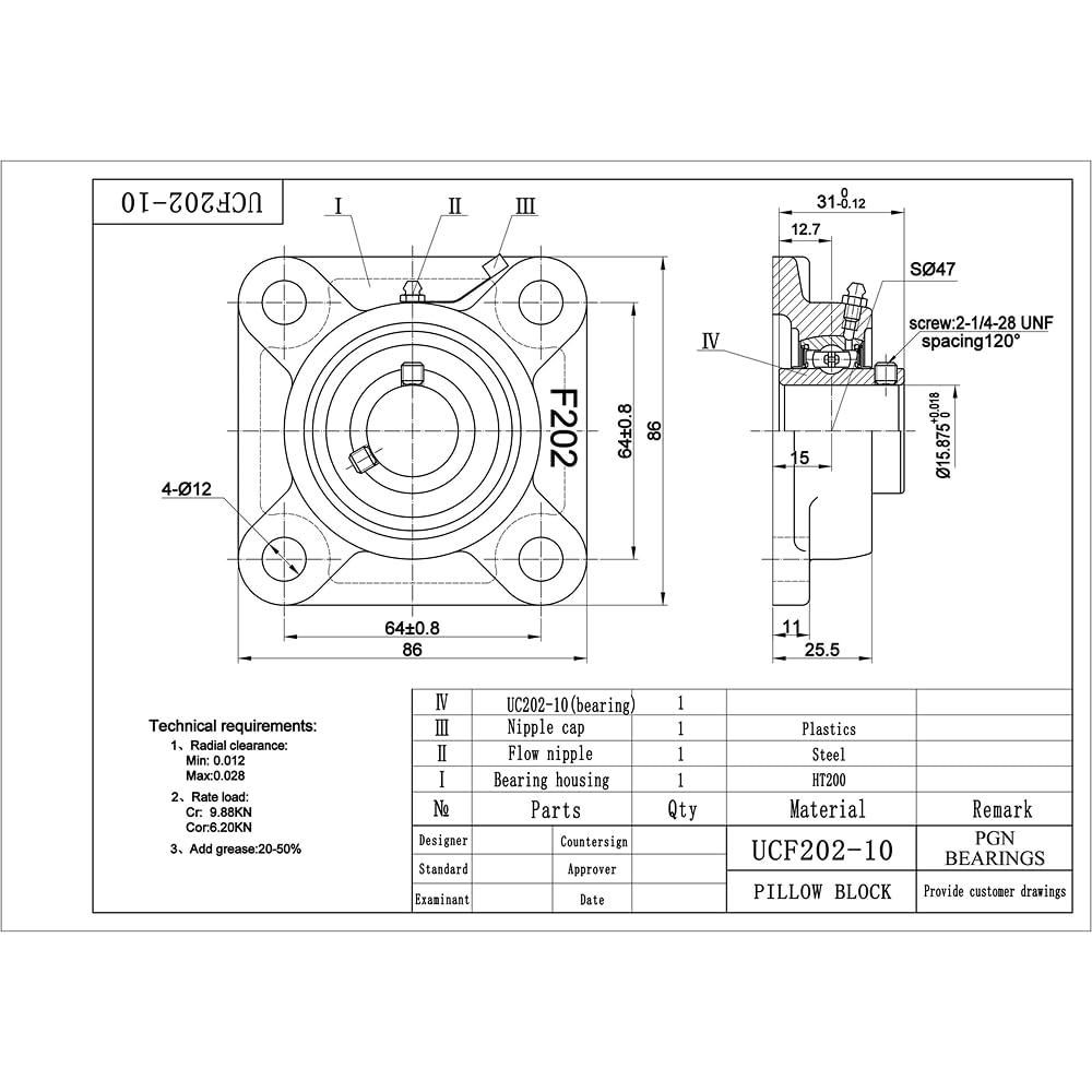 Accessori Cuscinetti Set Viti Per Cuscinetti A Flangia UCF202-10