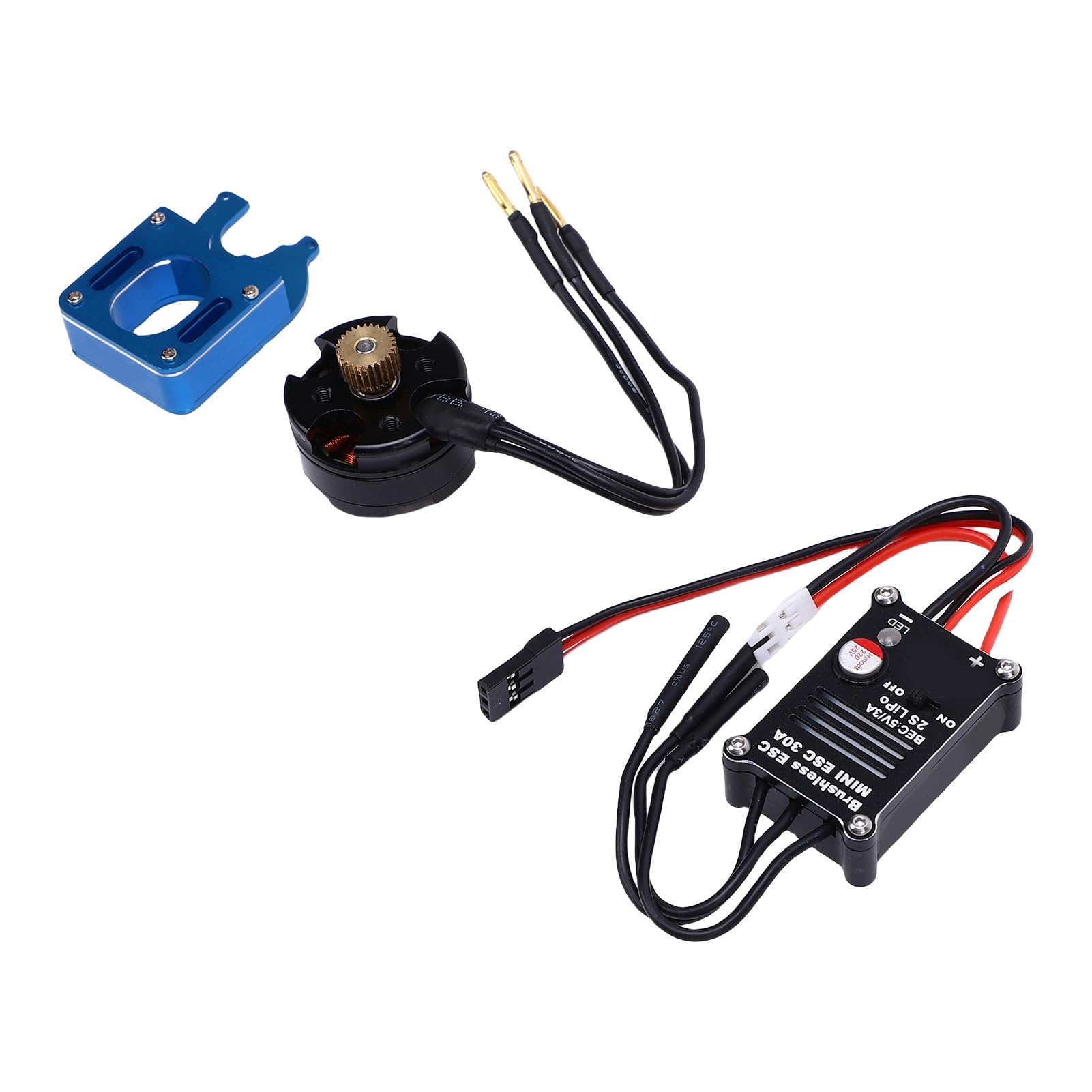 BRRNOO Zestaw RC Motor ESC Kompatybilny z SCX24 1 24, 30A Bezszczotkowy