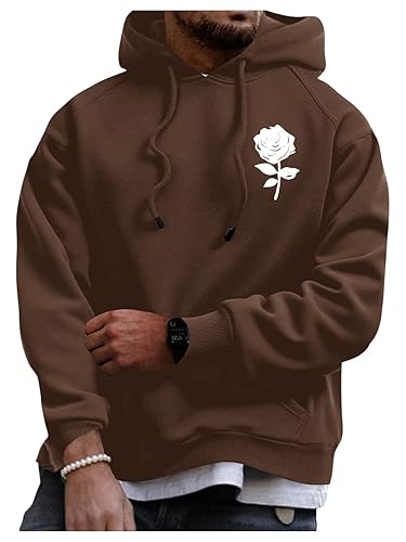 Floerns Men's Graphic Print Long Sleeve Drawstring Hoodie Pullover Sweatshirt