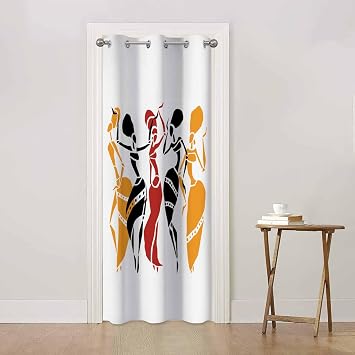 African Dancers Doorway Curtain Dancing Woman Ethnic Style Doorway Curtain Door Curtain Blackout Curtain for Bedroom Living Room,34x80 Inch 1 Panel