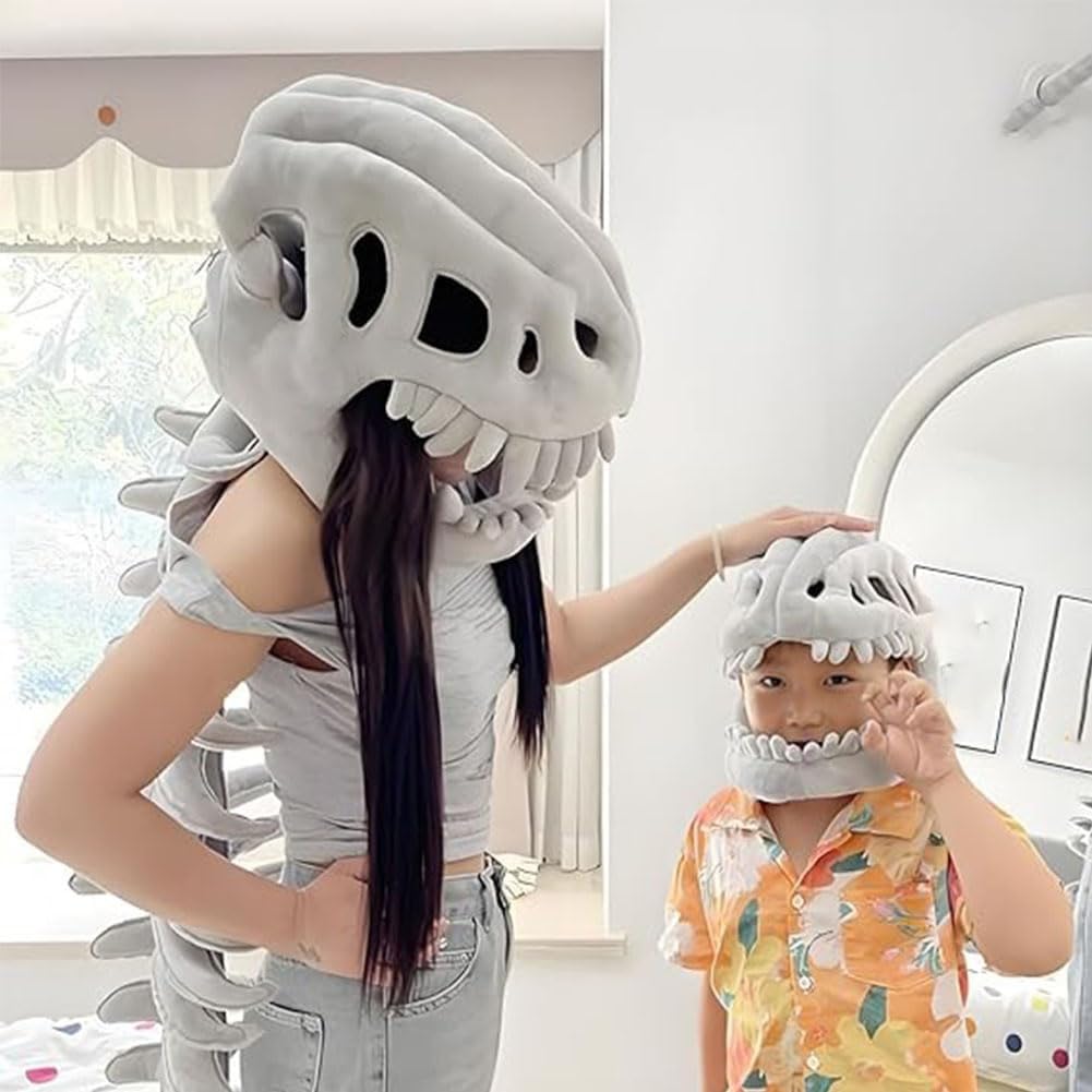 Costume de squelette de dinosaure 3D en peluche - Confortable - Costume réaliste avec capuche pour homme et femme - Pour fêtes costumées et photos (blanc enfant Costume de squelette de dinosaure 3D en peluche - Confortable - Costume réaliste avec capuche pour homme et femme - Pour fêtes costumées et photos (blanc enfant