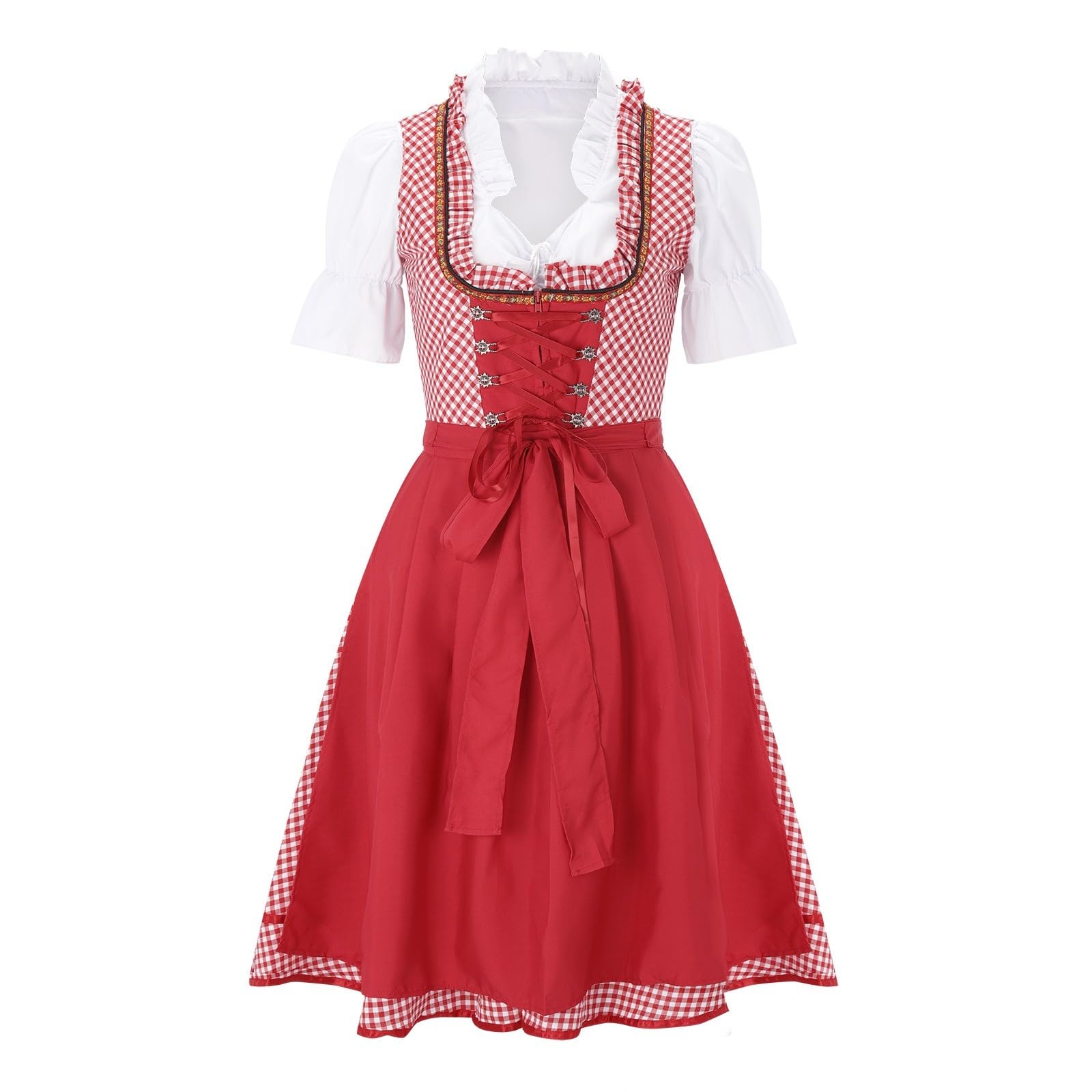 Damen Oktoberfest Elegantes Bayerisches Dirndl Trachtenkleid für Bierfest Damen Festtags Dirndl Karneval Cosplaykostüm -/ Prachtkleid für Stil kurzärmelig BühnenFreizeitkleid Frauen