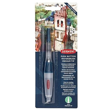 Derwent Medium Tip Push Button Waterbrush with Durable Nylon Fibre Tip (2305823)